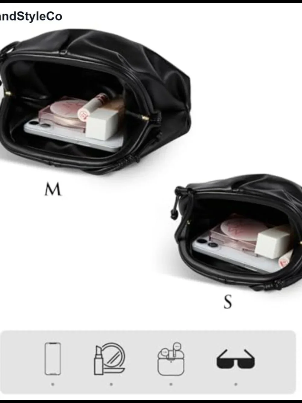 Pleated Vegan PU Leather Evening Clutch Crossbody Bag Super Soft Dumpling Purse